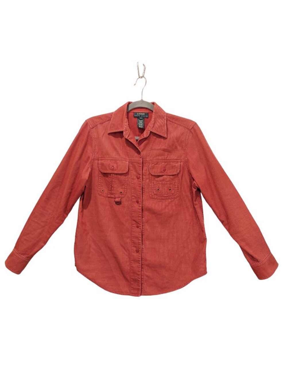 Lauren Ralp Lauren corduroy blouse Womens S cotton dusky rose pockets grommets
